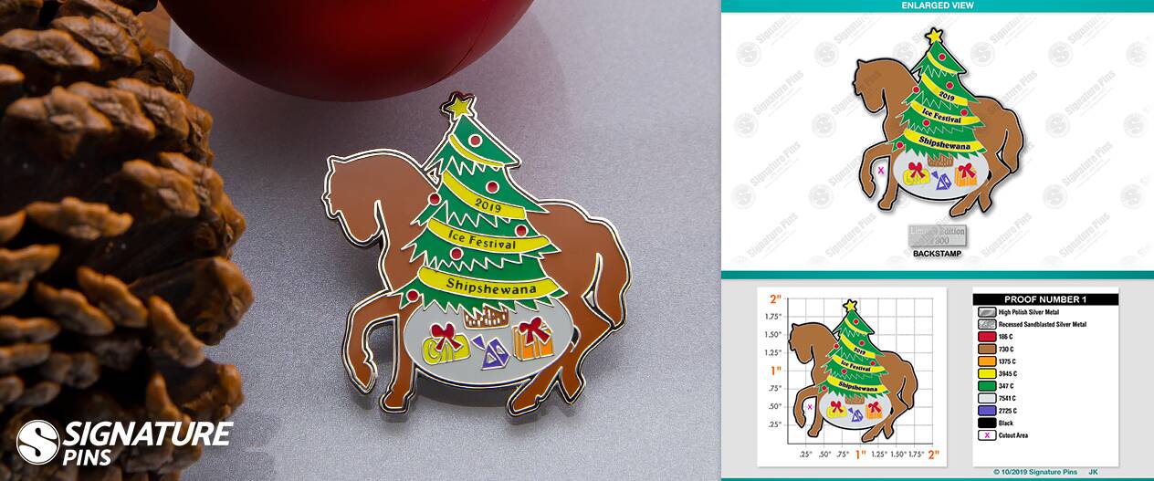 Signature Pins Christmas Shipshewana Ice Festival Lapel Pin