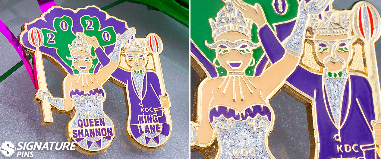 Krewe Du Cirque’s King and Queen Mardi Gras Pin by signature pins