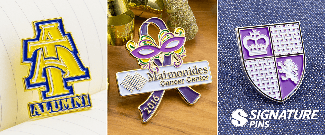 Custom shape lapel pins by signature pins