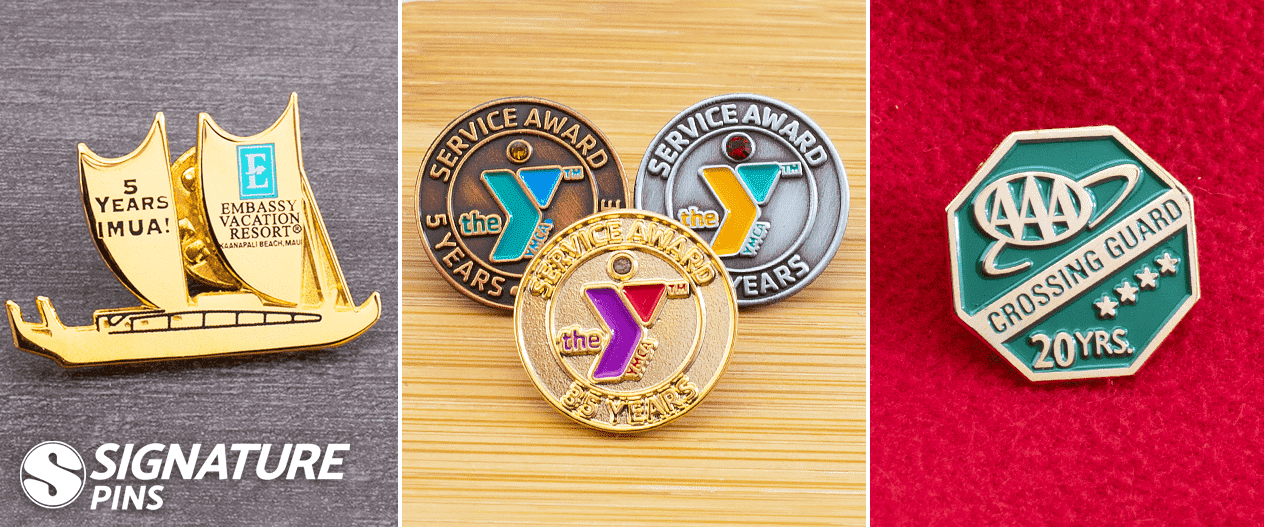 years of service pins - Embassy Vacation resorts - YMCA - AAA pins by signature pins