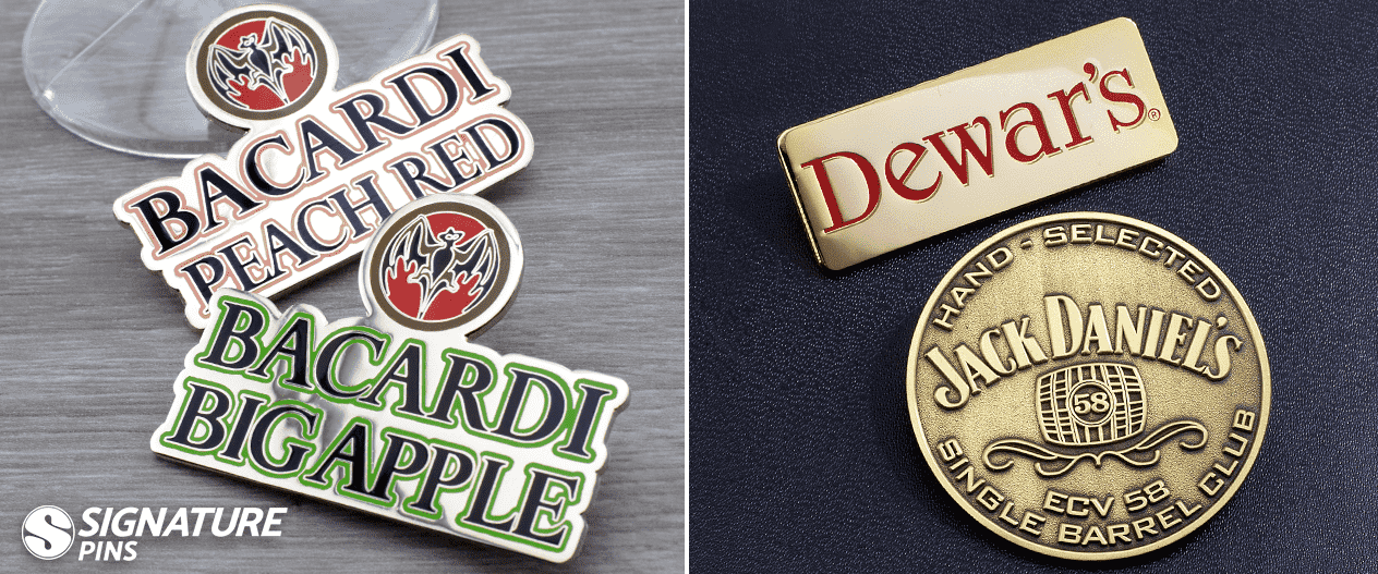 Bacardi pins - Jack Daniels pin - Dewars pin by signature pins