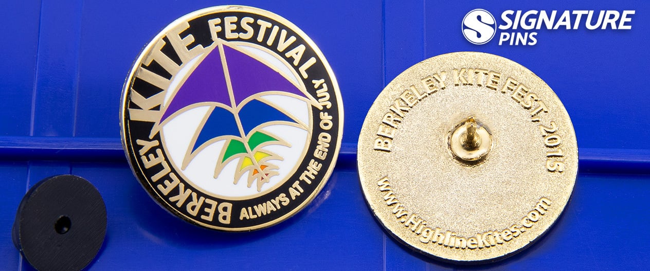 Kite festival lapel pin with backstamp from signature pins Kite festival lapel pin with backstamp from signature pins