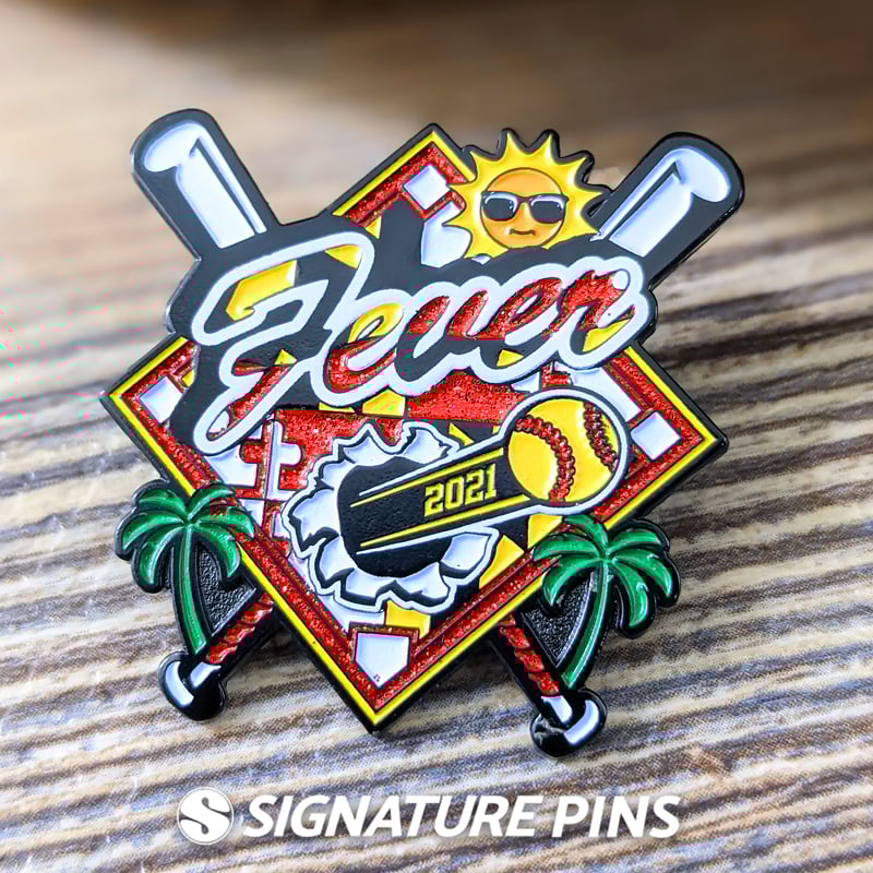 Fever tradng pin with glitter by Signature Pins