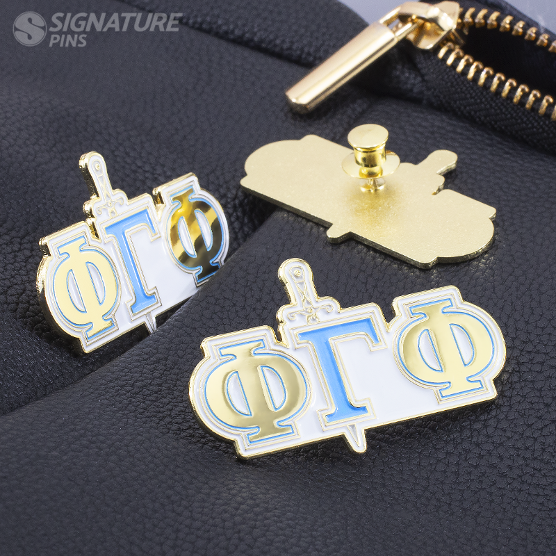 Phi Gamma Phi Lapel Pins - Fraternity Pins - Gold square-1-1