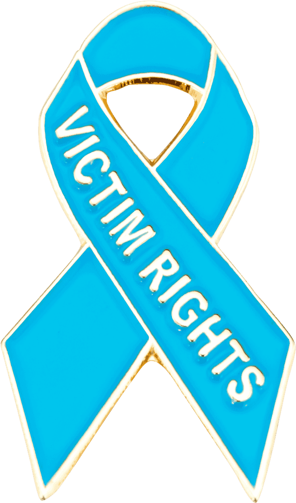 Victim rights ribbon pin by signature pins